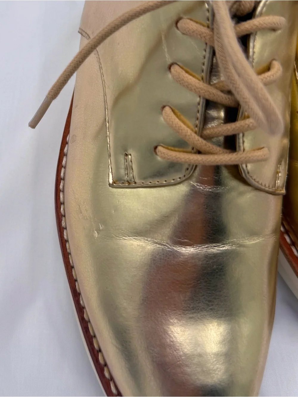 Aldo Gold Metallic Platform Derby Shoes - Women